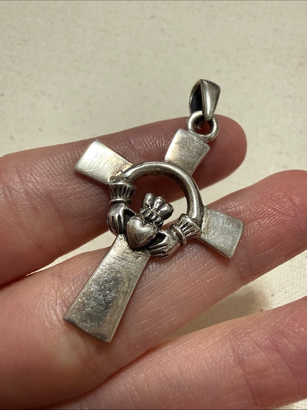 Sterling Silver 925 Claddagh Cross Pendant